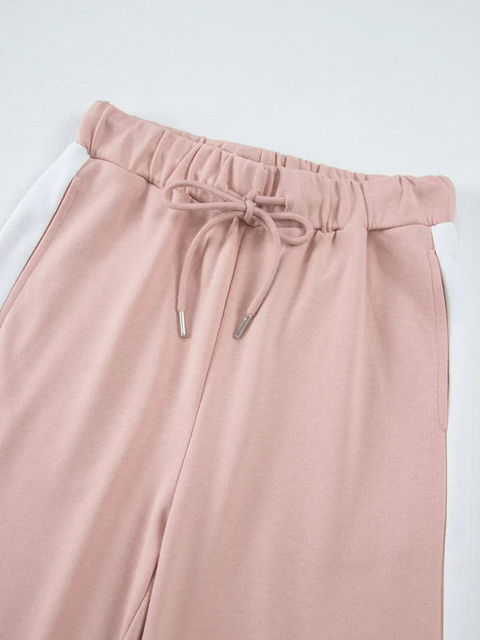 Contrast Trim Round Neck Top and Pants Set