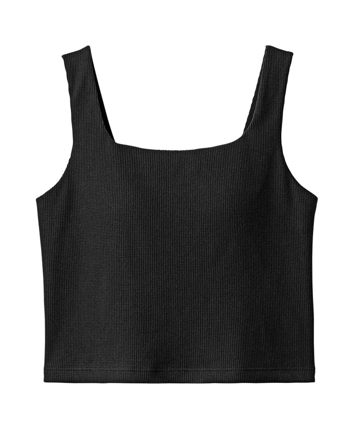 Cotton Waffle Wireless Built-In Bra Tank Top