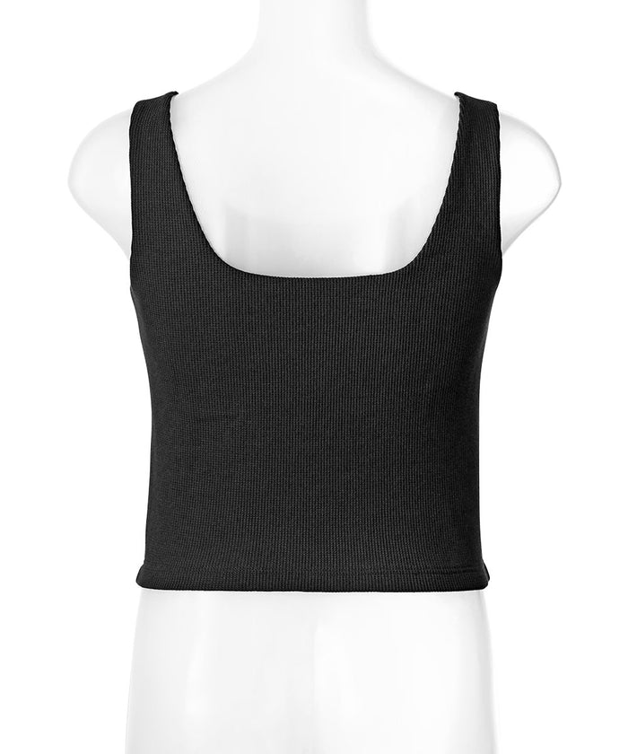 Cotton Waffle Wireless Built-In Bra Tank Top