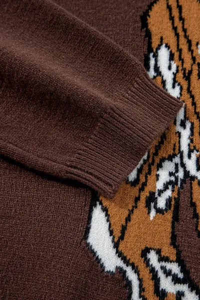 Cozy Women's Mock Neck Sweater with Western Boot Motif