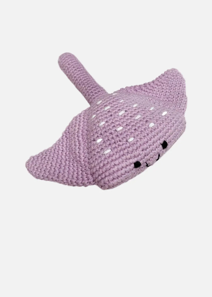 Crochet Fair Trade Rattle Toy - Stingray - Lilac Rattle Pebble Toys