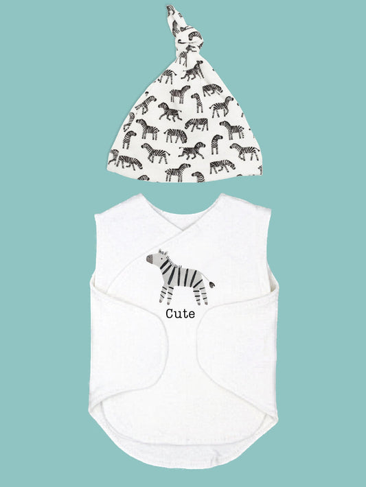 'Cute ' Zebra Incubator Vest with Knotted Hat - organic cotton Bodysuit / Vest Little Dreamer