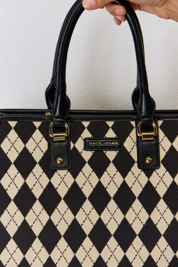 David Jones Argyle Pattern PU Leather Handbag for Style