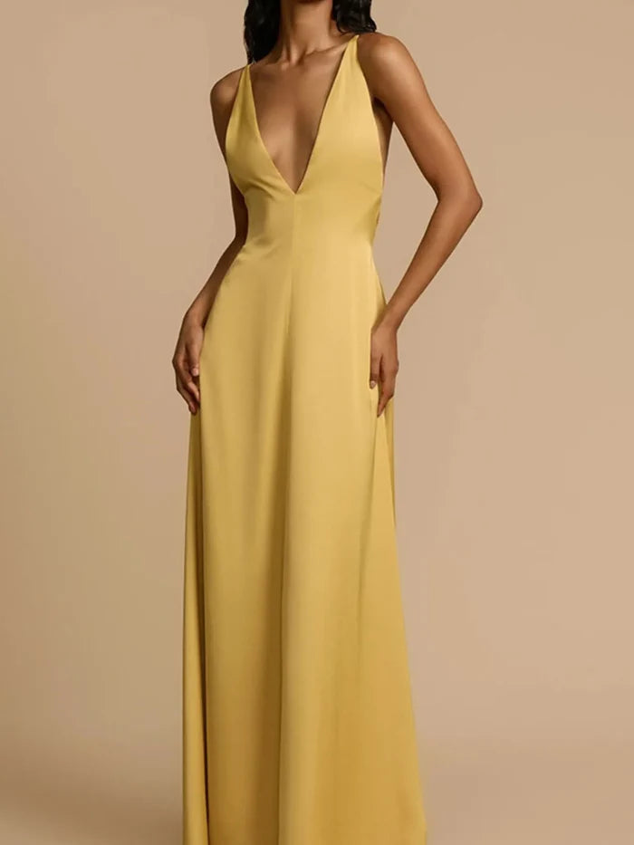Deep V-Neck Maxi Dress