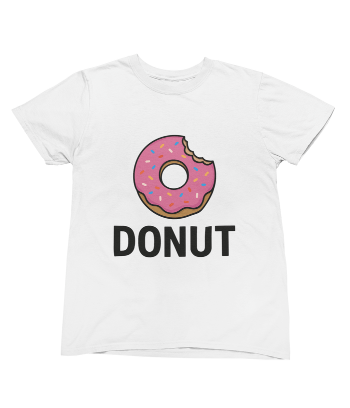 grey t-shirt and baby grow set with playful donut design for parent and baby matching gift