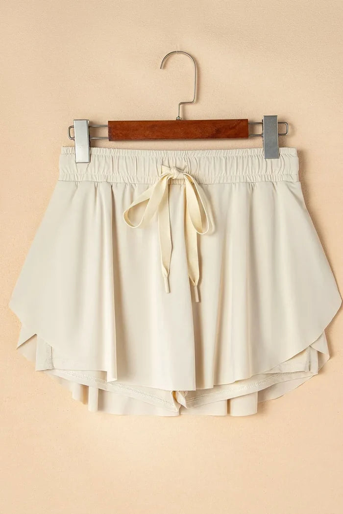Drawstring High Waist Lined Active Skorts