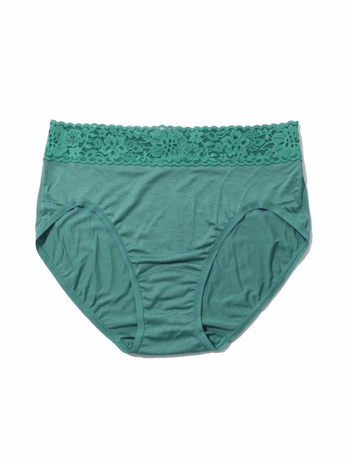 DreamEase™ French Brief Seaside Green - Flat Lay, Floral Lace Waistband, Tencel Modal | Hanky Panky