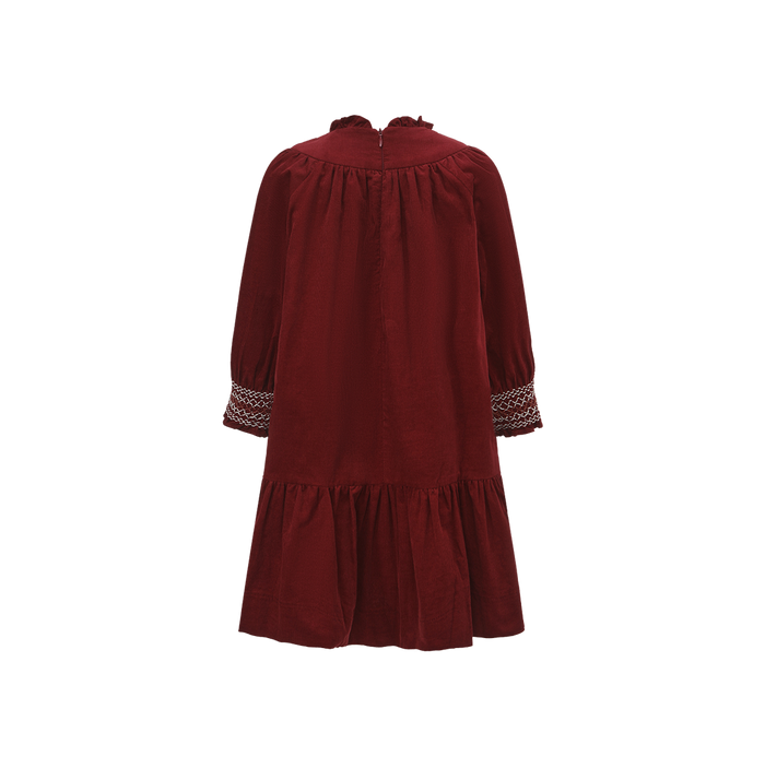 dress corduroy smocked - burgundy