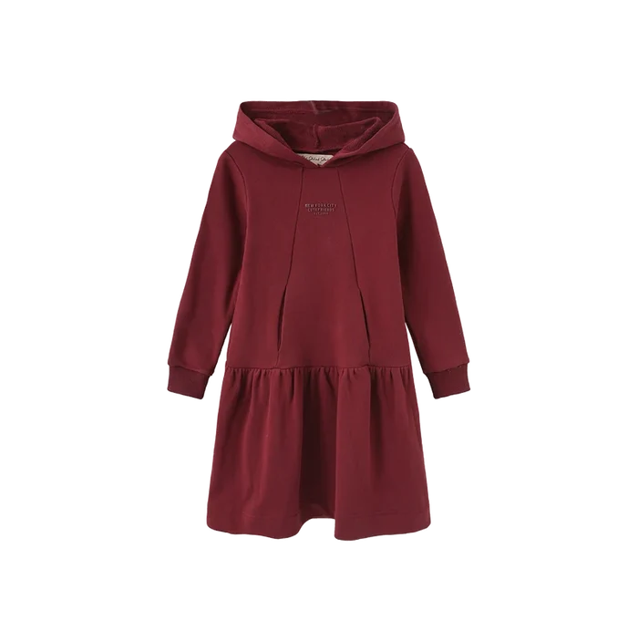 dress hooded smiley sweat - burgundy