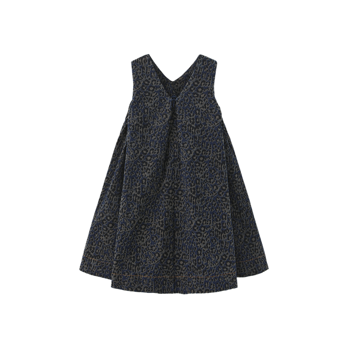 dress leopard denim v jumper - blue