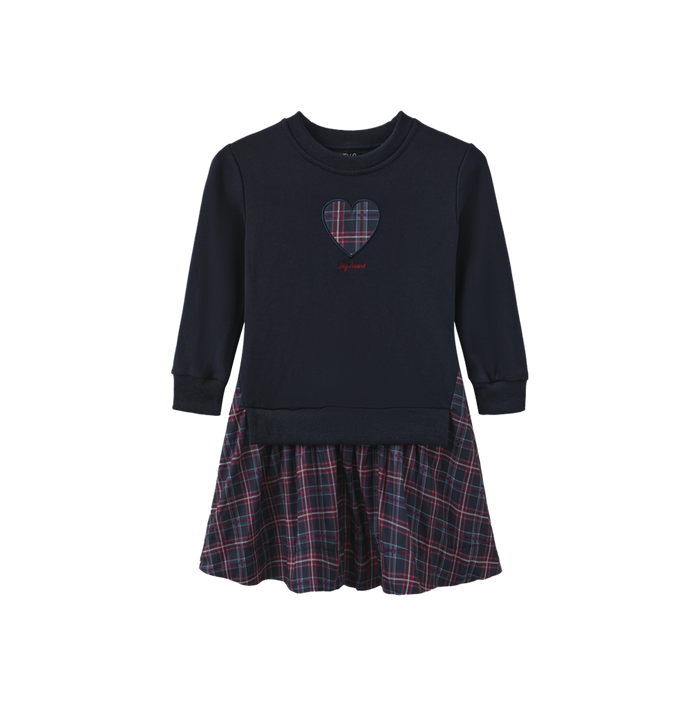 dress mixed fabric sweatshirt - navy
