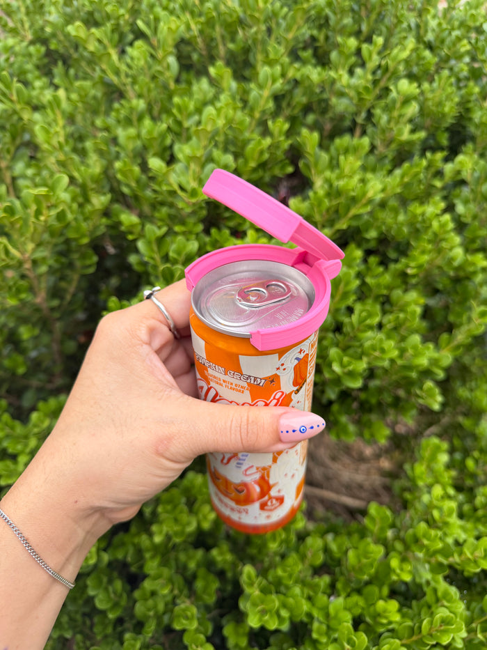 drink can cover, snap shut lid, kitty, halloween