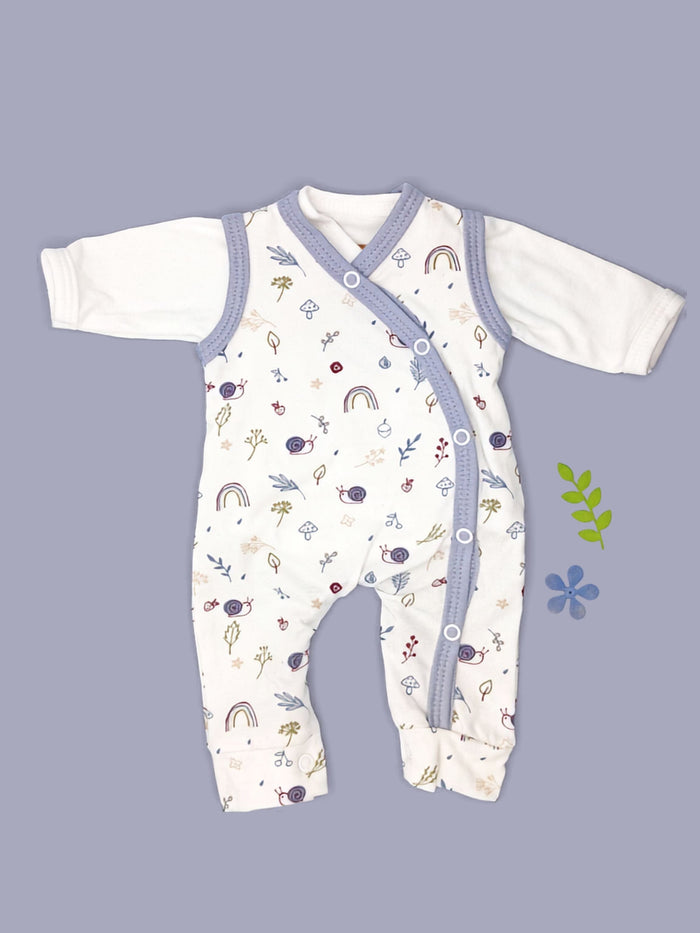 Dungaree & Top Set, Acorn Wood - Blue Trim Dungaree Tiny & Small