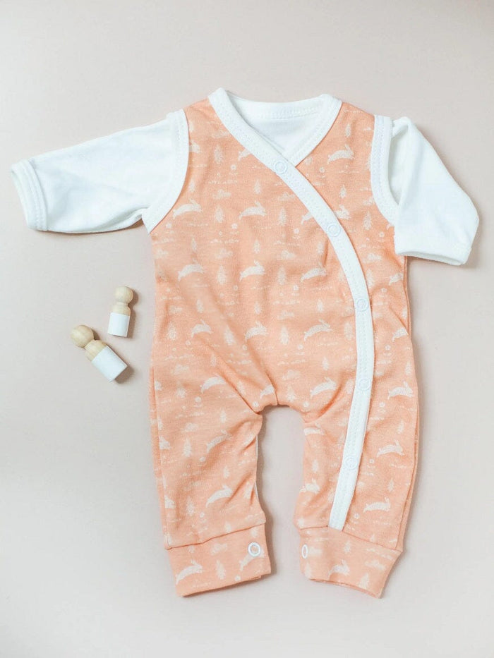 Dungaree & Top Set, Leaping Bunnies, Premium 100% Organic Cotton Dungaree Tiny & Small