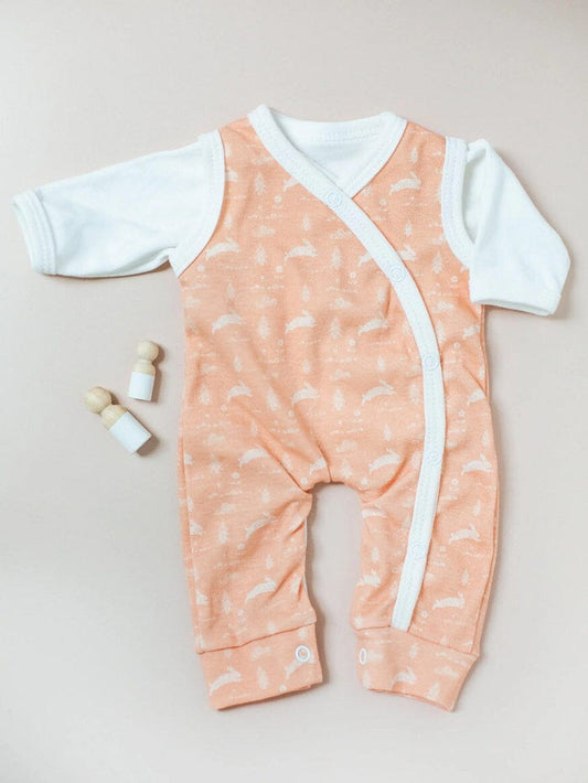 Dungaree & Top Set, Leaping Bunnies, Premium 100% Organic Cotton Dungaree Tiny & Small