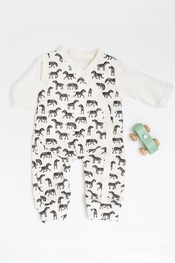 Dungaree & Top Set, Little Zebras, Premium 100% Organic Cotton Dungaree Tiny & Small