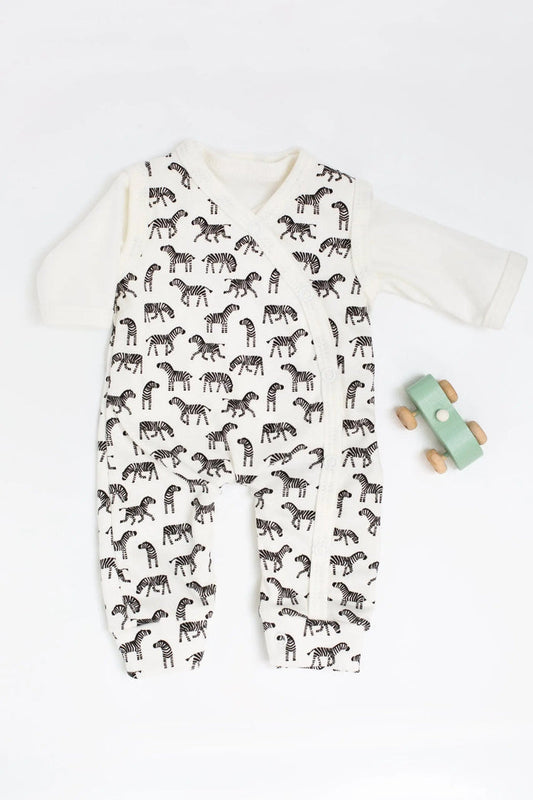 Dungaree & Top Set, Little Zebras, Premium 100% Organic Cotton Dungaree Tiny & Small