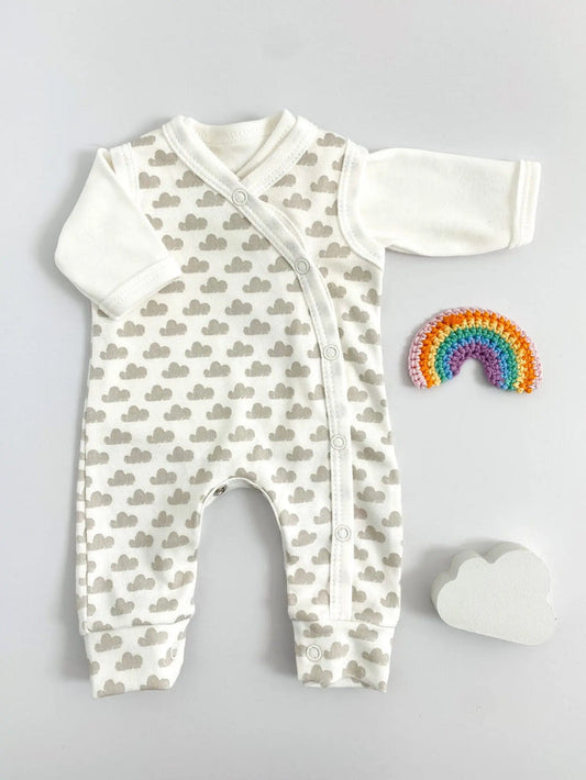 Dungaree & Top Set, Silver Cloud, Premium 100% Organic Cotton Dungaree Tiny & Small