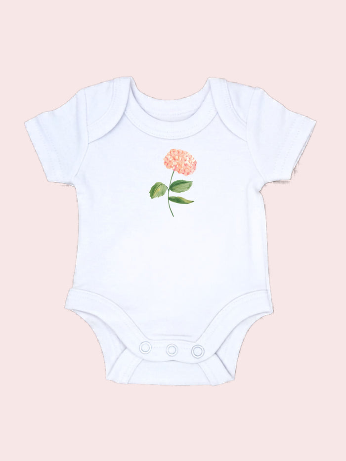 Dusky Pink Zipped Sleepsuit & Hydrangea Motif Bodysuit Set. Set Little Dreamer