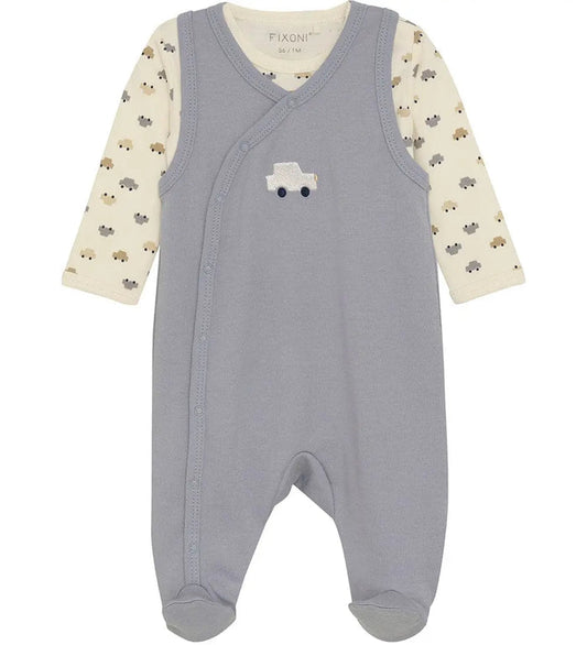 Car Organic Cotton Dungarees & Bodysuit Outfit Fixoni