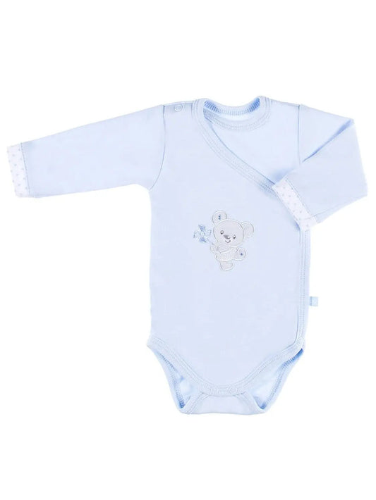 Early Baby Bodysuit, Embroidered Bear Design - Blue Bodysuit / Vest EEVI