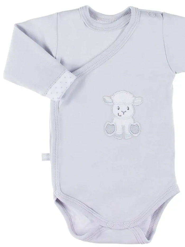 Early Baby Bodysuit, Embroidered Lamb Design - Grey EEVI
