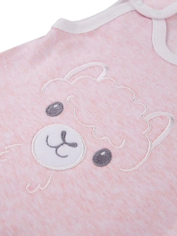 Early Baby Footed Dungarees, Cute Alpaca Design - Pink Dungaree EEVI