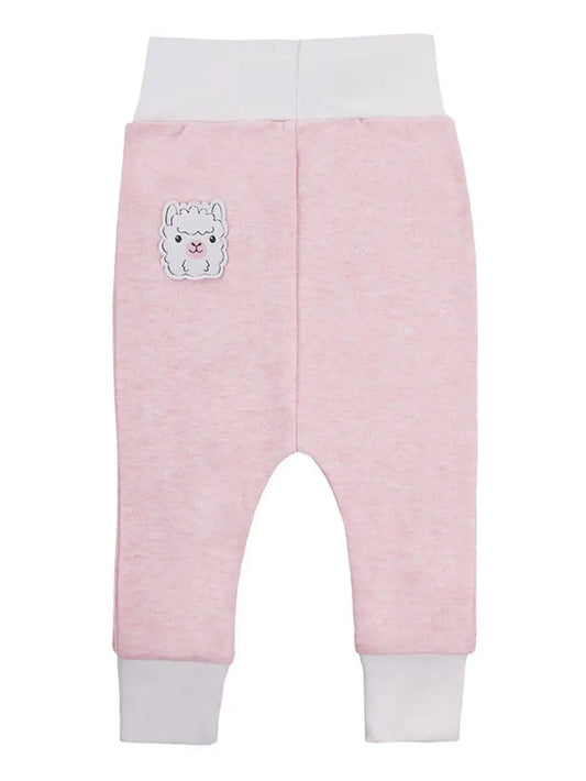 Early Baby Jersey Trousers, Cute Alpaca Design - Pink Trousers / Leggings EEVI