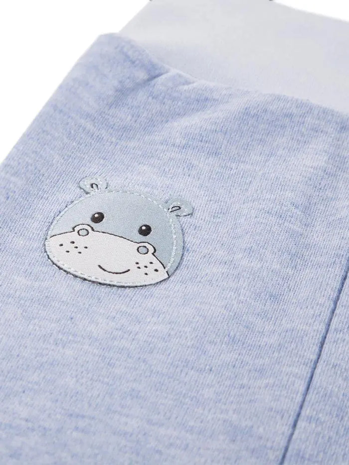 Early Baby Jersey Trousers, Cute Hippo Design - Blue (3-5lb & 5-8lb) Trousers / Leggings EEVI