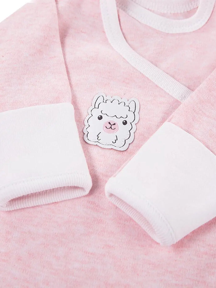 Early Baby Long Sleeved Bodysuit, Cute Alpaca Design - Pink Bodysuit / Vest EEVI