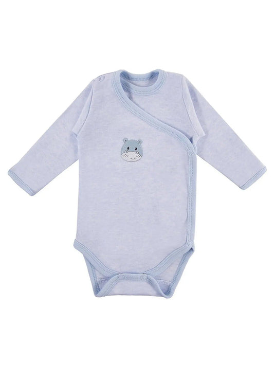 Early Baby Long Sleeved Bodysuit, Cute Hippo Design - Blue Bodysuit / Vest EEVI