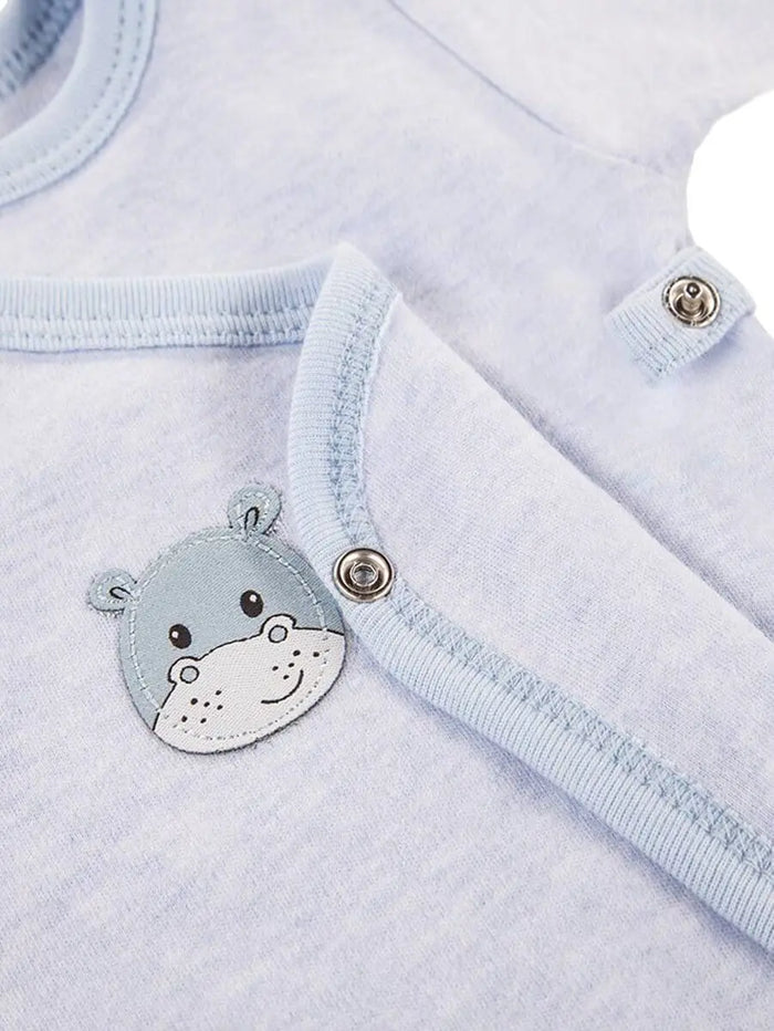 Early Baby Long Sleeved Bodysuit, Cute Hippo Design - Blue Bodysuit / Vest EEVI