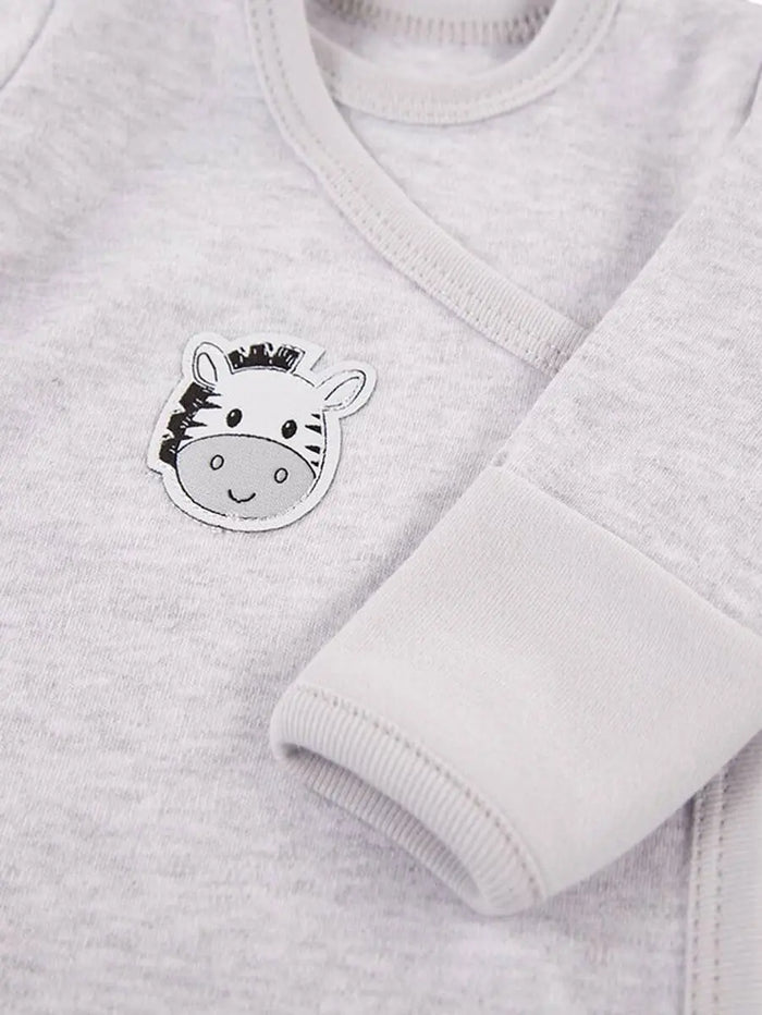 Early Baby Long Sleeved Bodysuit, Cute Zebra Design - Grey Bodysuit / Vest EEVI