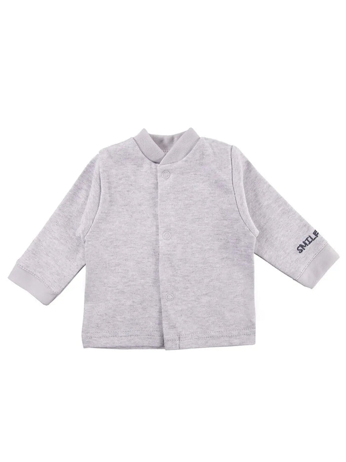 Early Baby Long Sleeved Top, "Smile Zebra" Embroidery, Grey Top / T-shirt EEVI