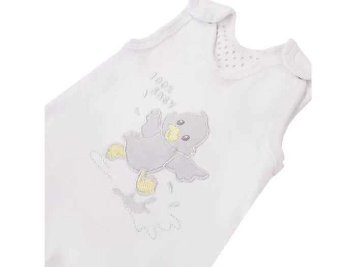Early Baby Top & Chick Footed Dungarees Set - White Dungaree EEVI