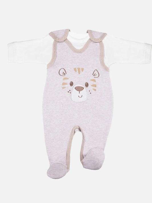 Early Baby Top & Tiger Footed Dungarees Set - Ecru Dungaree EEVI
