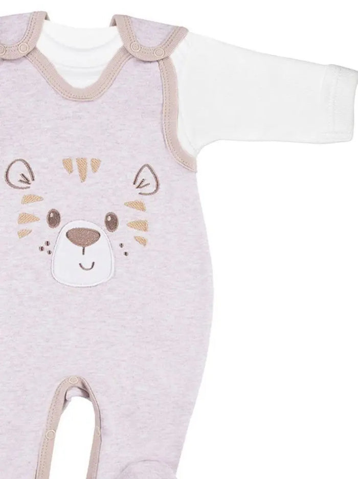 Early Baby Top & Tiger Footed Dungarees Set - Ecru EEVI