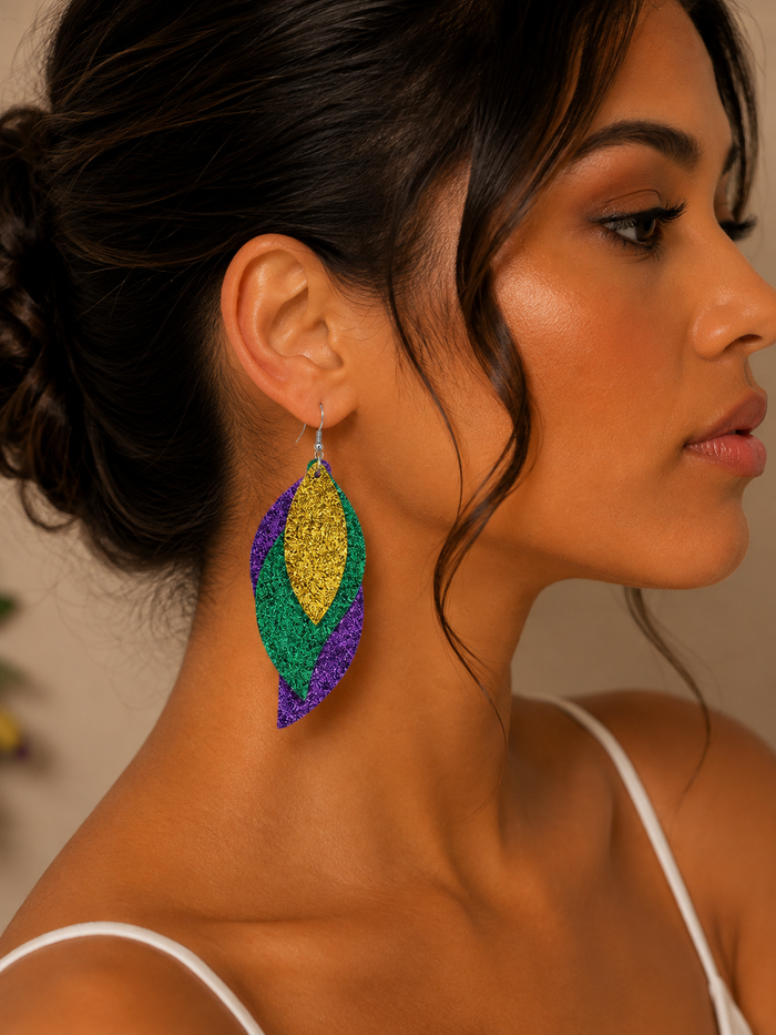 Éclat™ Mardi Gras Statement Leaf Earrings