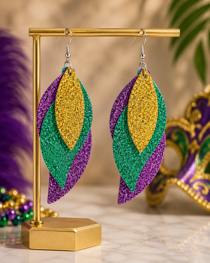 Éclat™ Mardi Gras Statement Leaf Earrings
