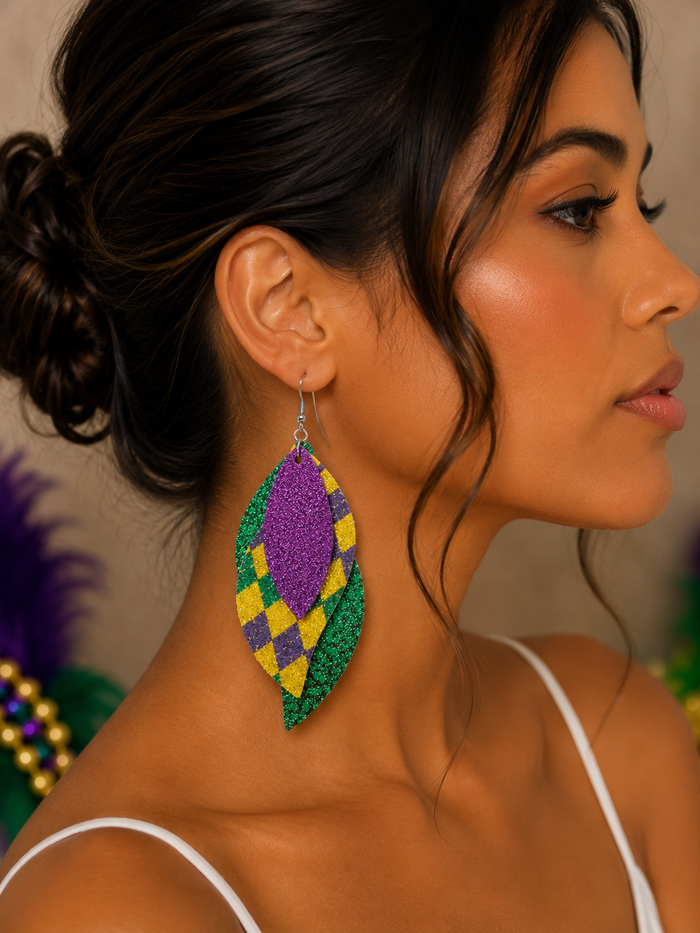Éclat™ Mardi Gras Statement Leaf Earrings