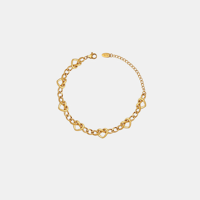 Elegant 18K Gold-Plated Titanium Steel Bracelet with Heart Links