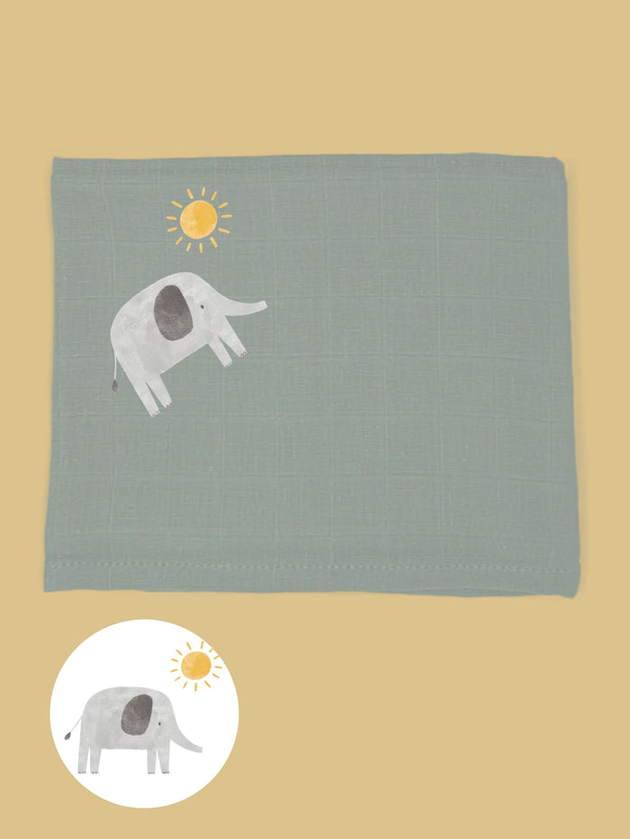 Elephant 'Safari Dreams' Muslin - multiple colours available Muslin Little Mouse Baby Clothing & Gifts Teal