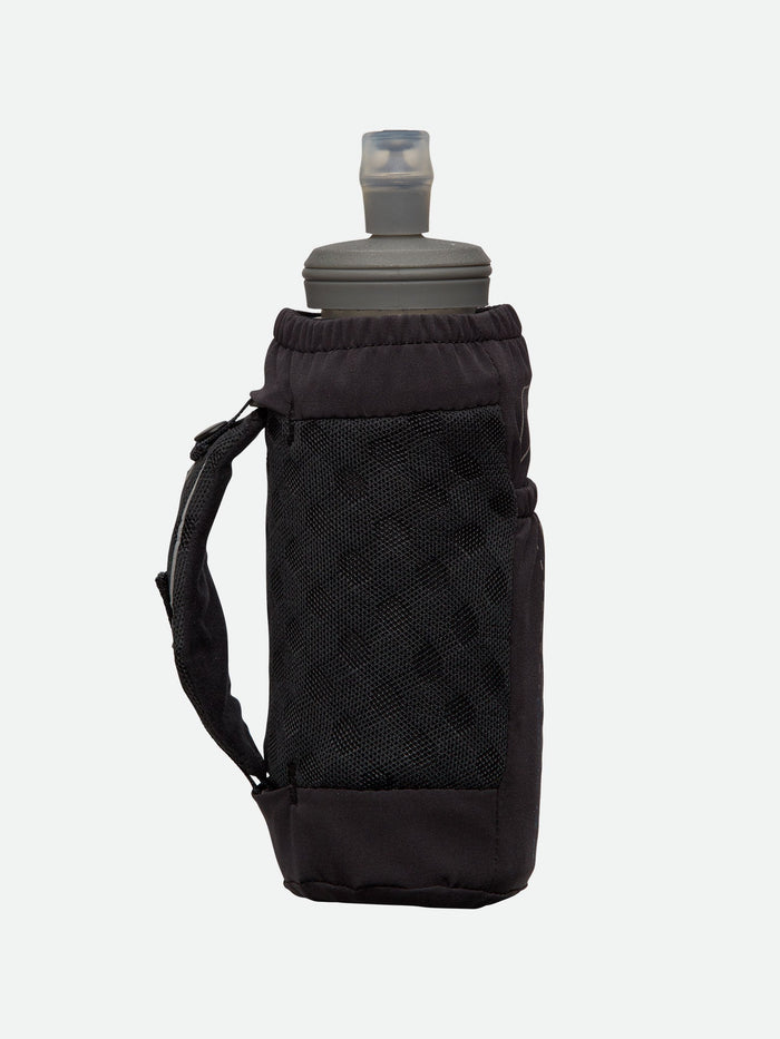 color:Black/Sailor Blue||seo:Nathan ExoDraw 2.0 18oz Hydration Handheld - Black/Sailor Blue - Side View Featuring Strap