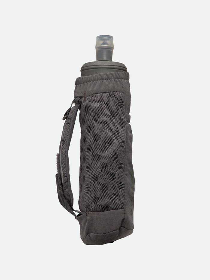 color:Castlerock Classic Green||seo:Nathan ExoShot 2.0 14oz Handheld - Castlerock Classic Green - Side View Featuring Strap
