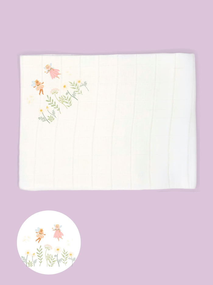 'Fairy Garden' 100% Pure Cotton Muslin - 70cm x 70cm - One Muslin Muslin Little Mouse Baby Clothing & Gifts White