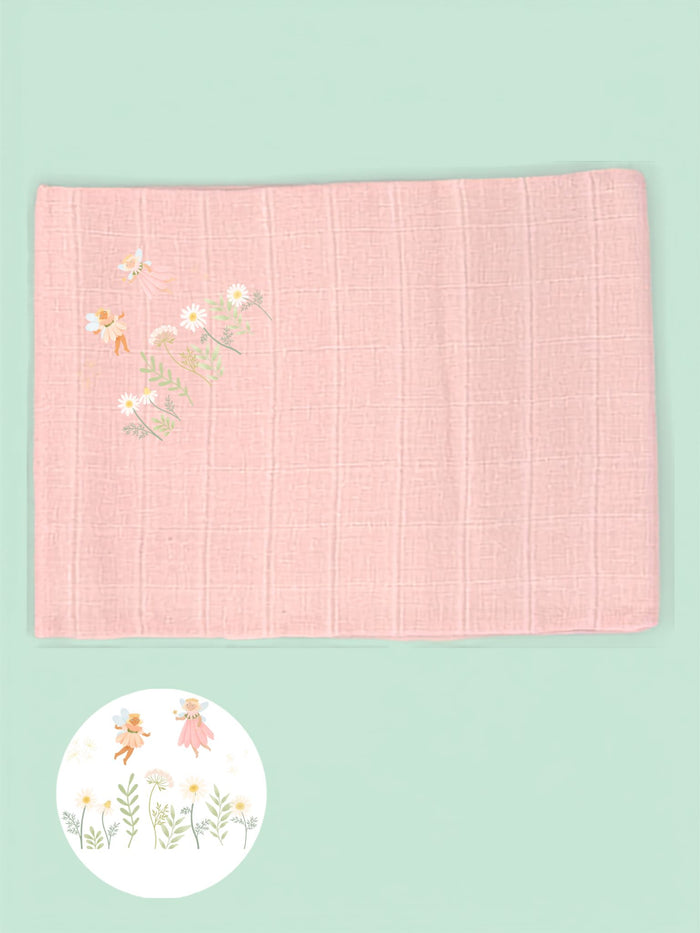 'Fairy Garden' 100% Pure Cotton Muslin - 70cm x 70cm - One Muslin Muslin Little Mouse Baby Clothing & Gifts Pale Pink
