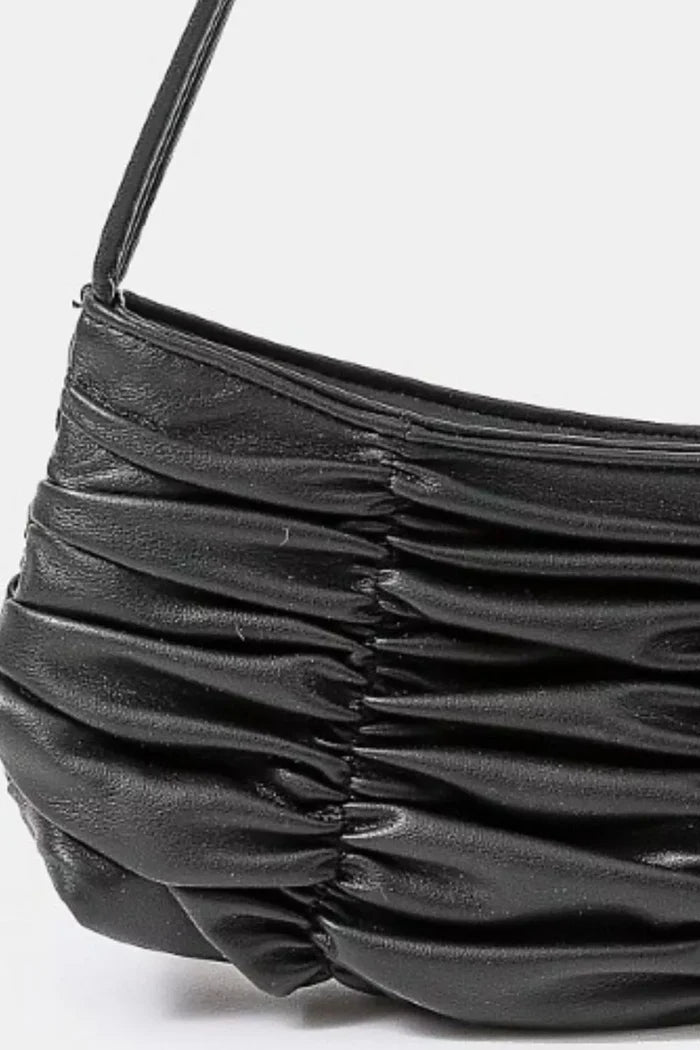 Fame Segmented Pleated Faux Leather Hand Bag