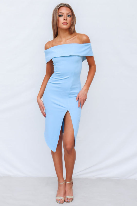 Femme Fatale Dress - Baby Blue - Runway Goddess