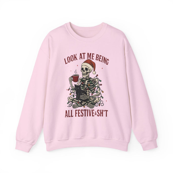Festive Skeleton Christmas Sweatshirt - funny sweatshirt by Cheeky Business