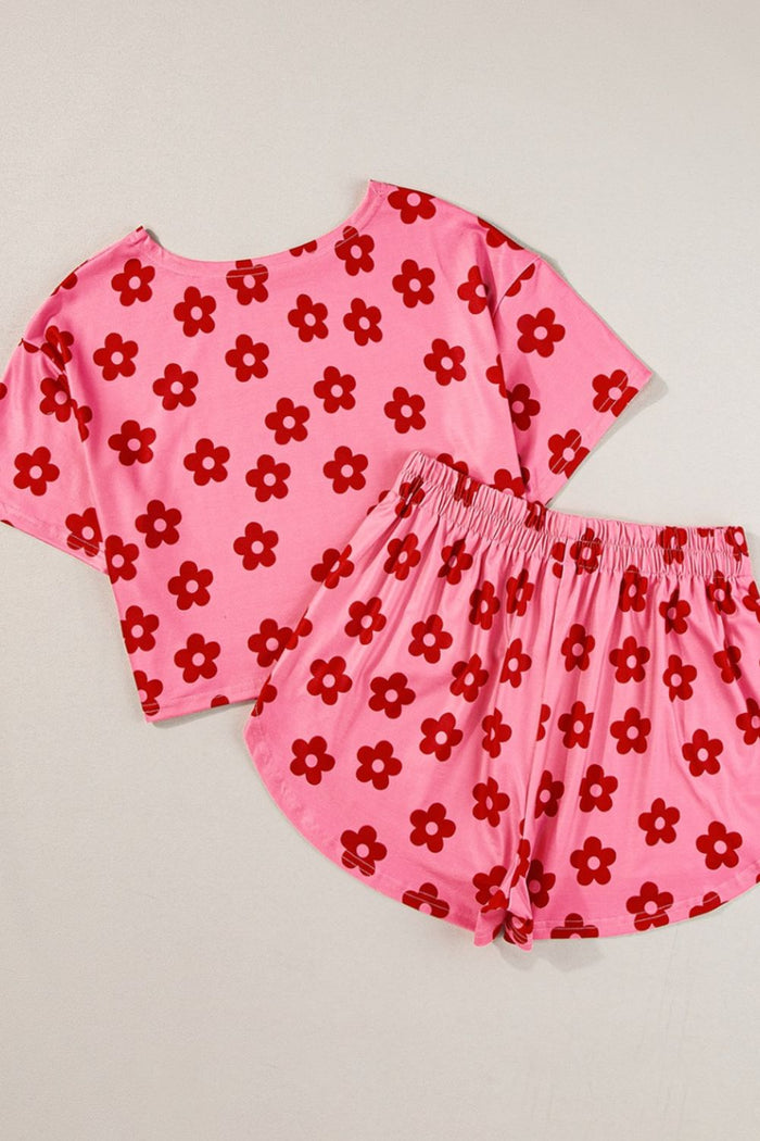 Floral Cropped Tee and Shorts Lounge Set